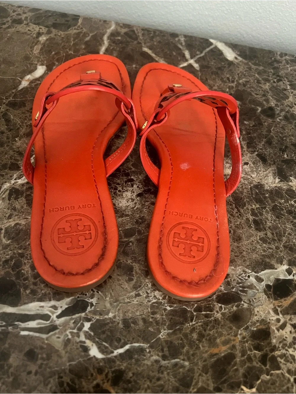 Tory Burch Orange Tiger Lilly Miller Flip Flop Sandals 6.5